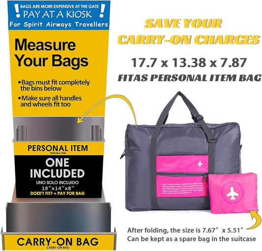 Compact Foldable Travel Duffel Bag – Lightweight Carry-On for Weekend Trips, Overnight & Gym Use (Pink) | Other Colors Available In-Store