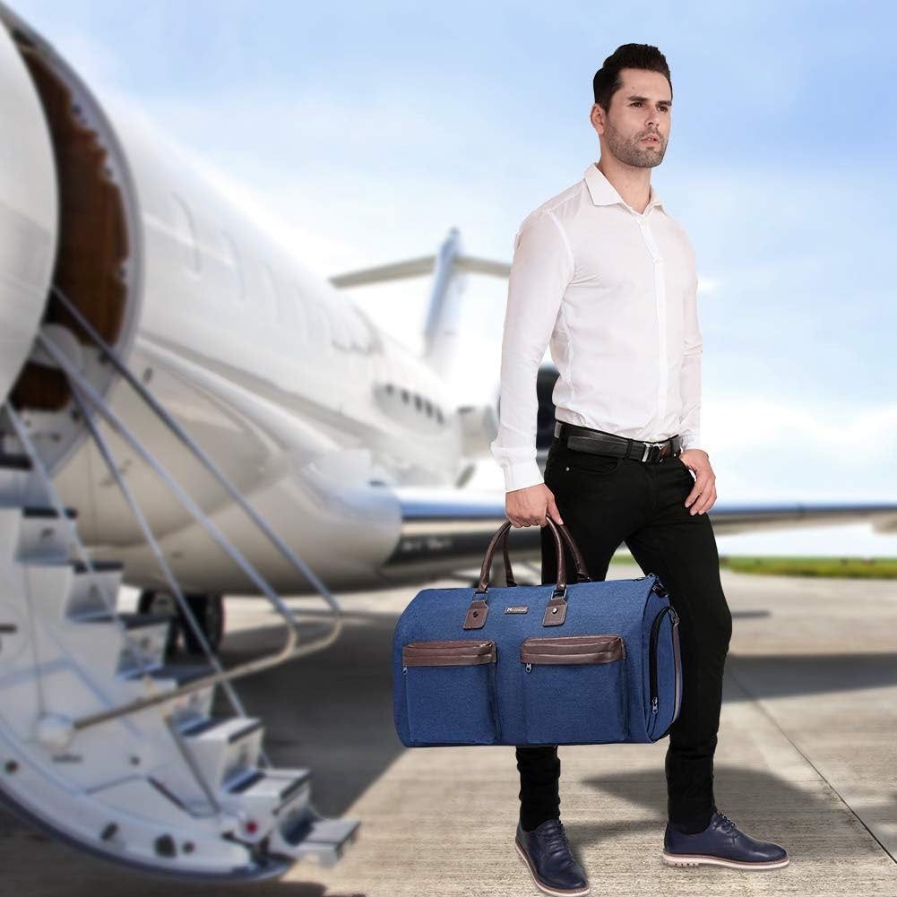 Grey 45L Garment Duffel Bag - Men's Travel Suit Bag - Carry On Weekender