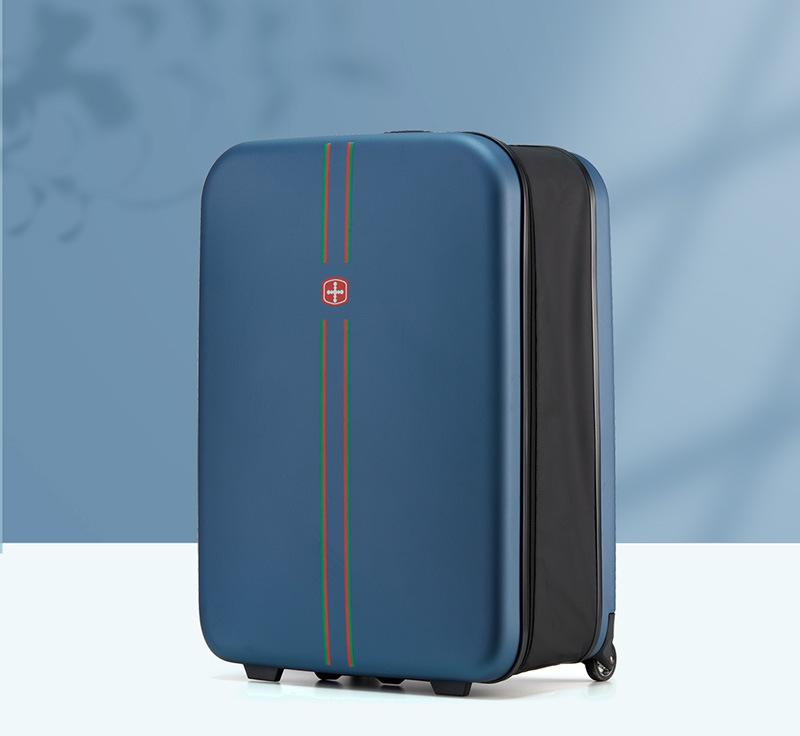 Compact Expandable Foldable Luggage - Reinforced Alloy Handle & Silent Wheels(dark blue)