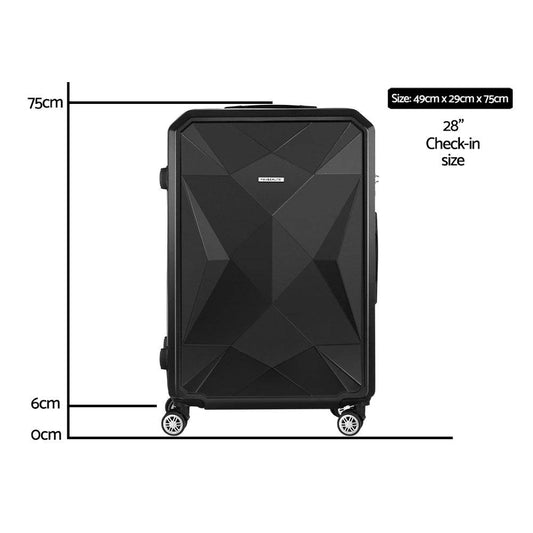 Wanderlite 28" Luggage - Secure Travel Suitcase Black