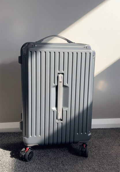 Smart Hard-Shell Luggage with USB Charging Port & Cup Holder - 20"Spinner Suitcase in Grey