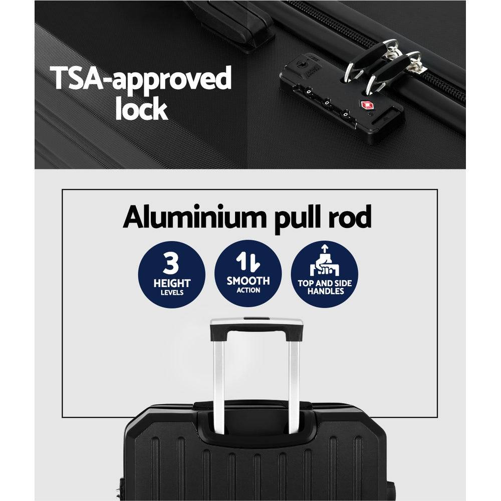 Wanderlite 28" Luggage - Secure Travel Suitcase Black
