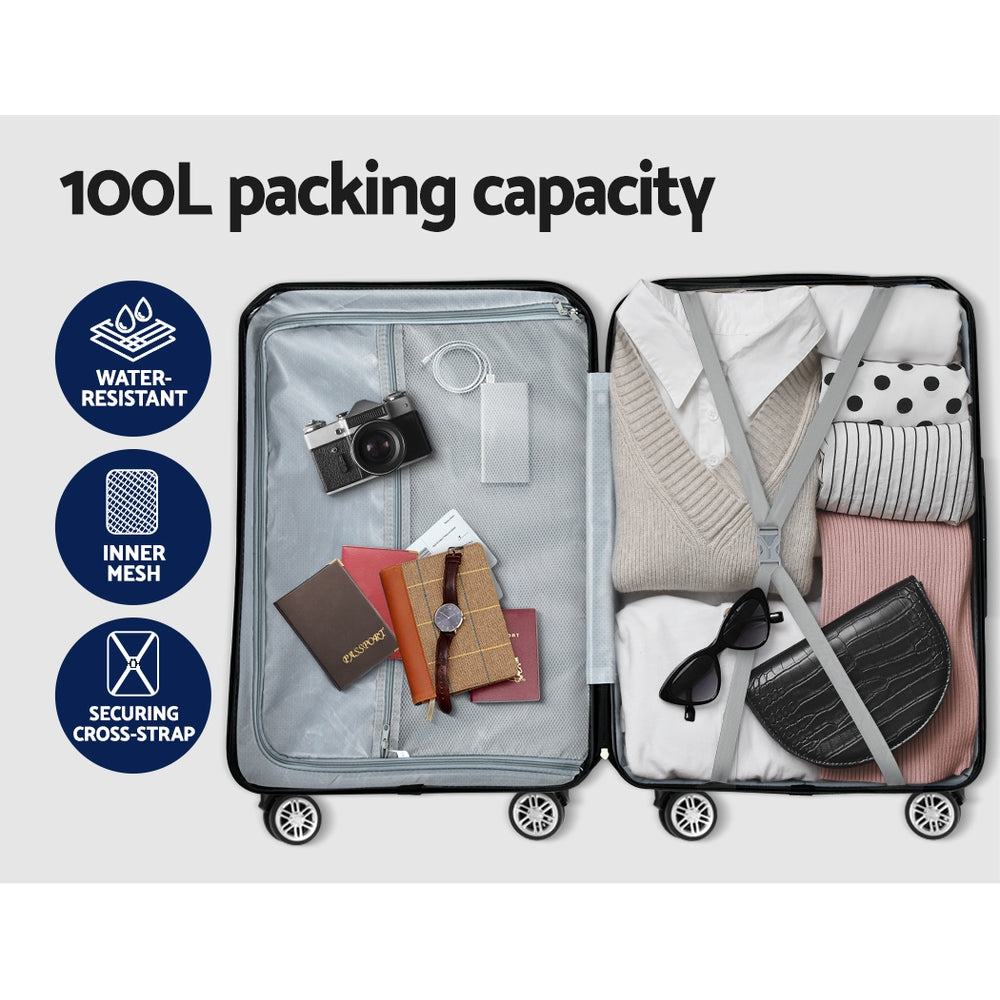 Wanderlite 28" Luggage - Secure Travel Suitcase Black