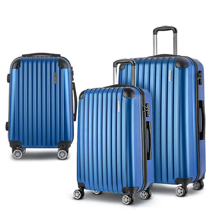 Wanderlite Luggage Set 3pc 20 24" 28" Suitcase Hardcase Trolley Travel Black"