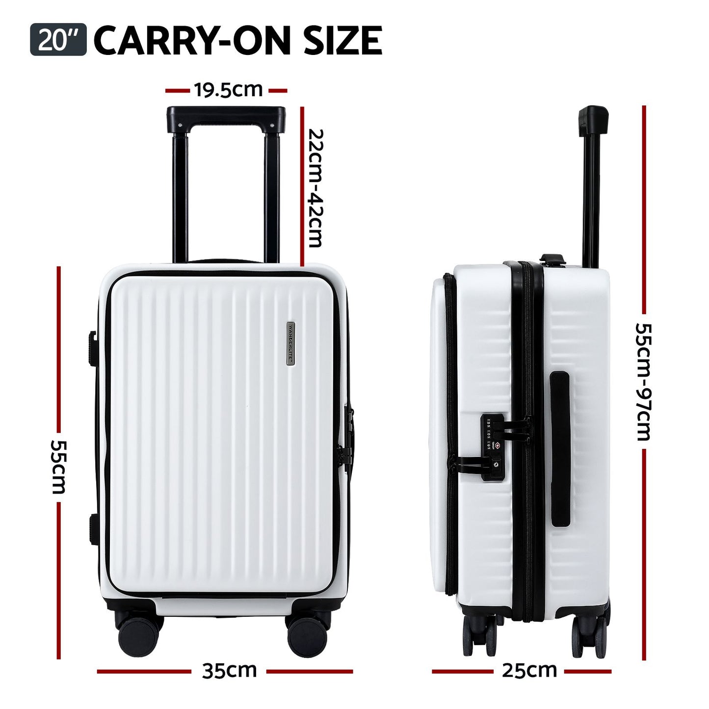 Wanderlite 20" Luggage Suitcase Front Pocket