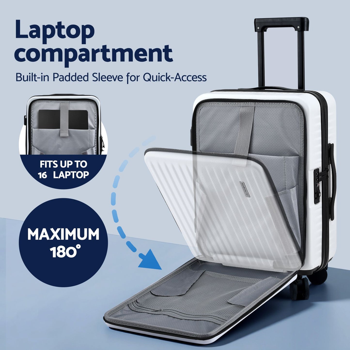 Wanderlite 20" Luggage Suitcase Front Pocket