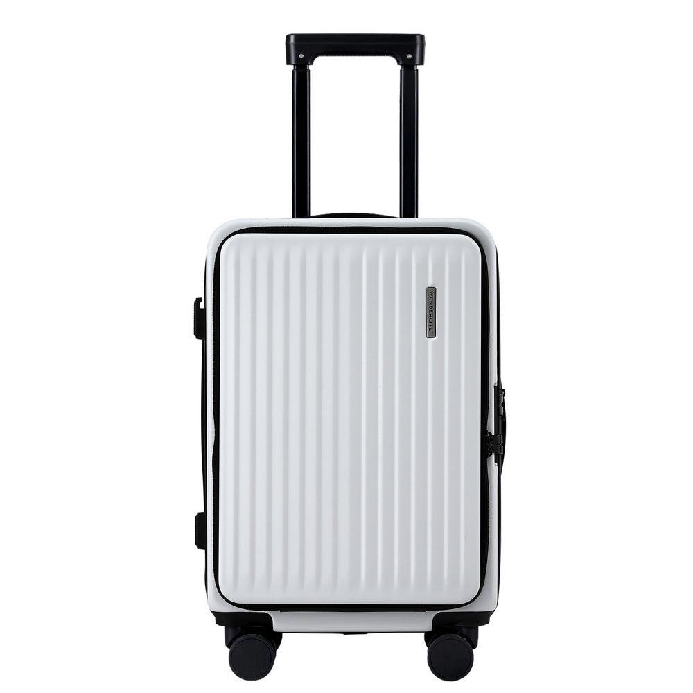 Wanderlite 20" Luggage Suitcase Front Pocket Travel Carry On Dual TSA White
