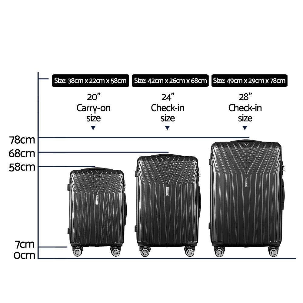 Wanderlite 3pc Luggage Trolley Set Suitcase