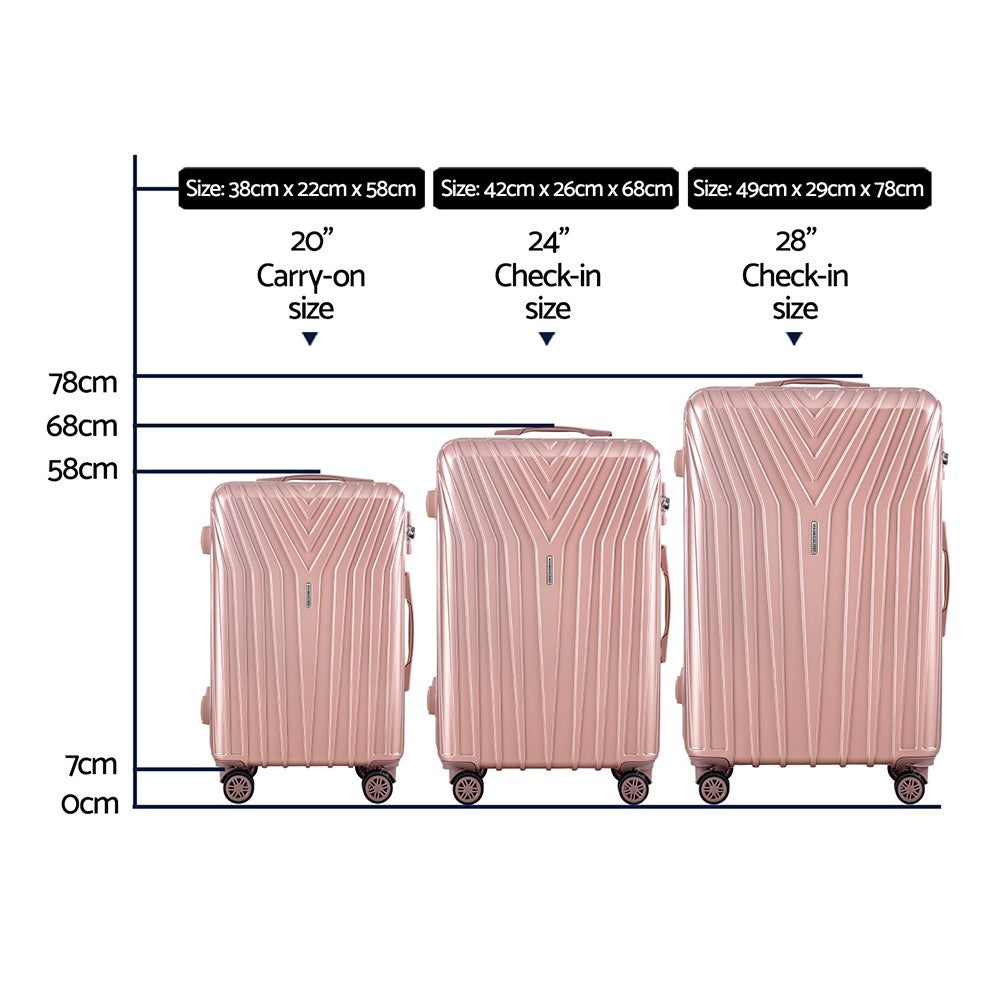 Wanderlite 3pc Luggage Trolley Set Suitcase