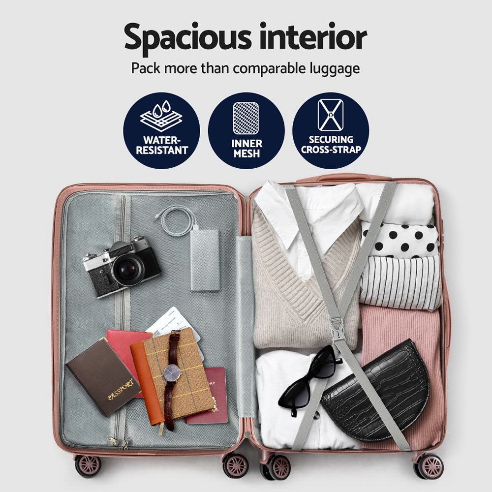 Wanderlite 3pc Luggage Trolley Set Suitcase