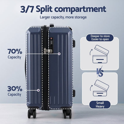 Wanderlite 2pcs Trunk Luggage Suitcase Travel Carry On TSA Lock 12" 20" Navy