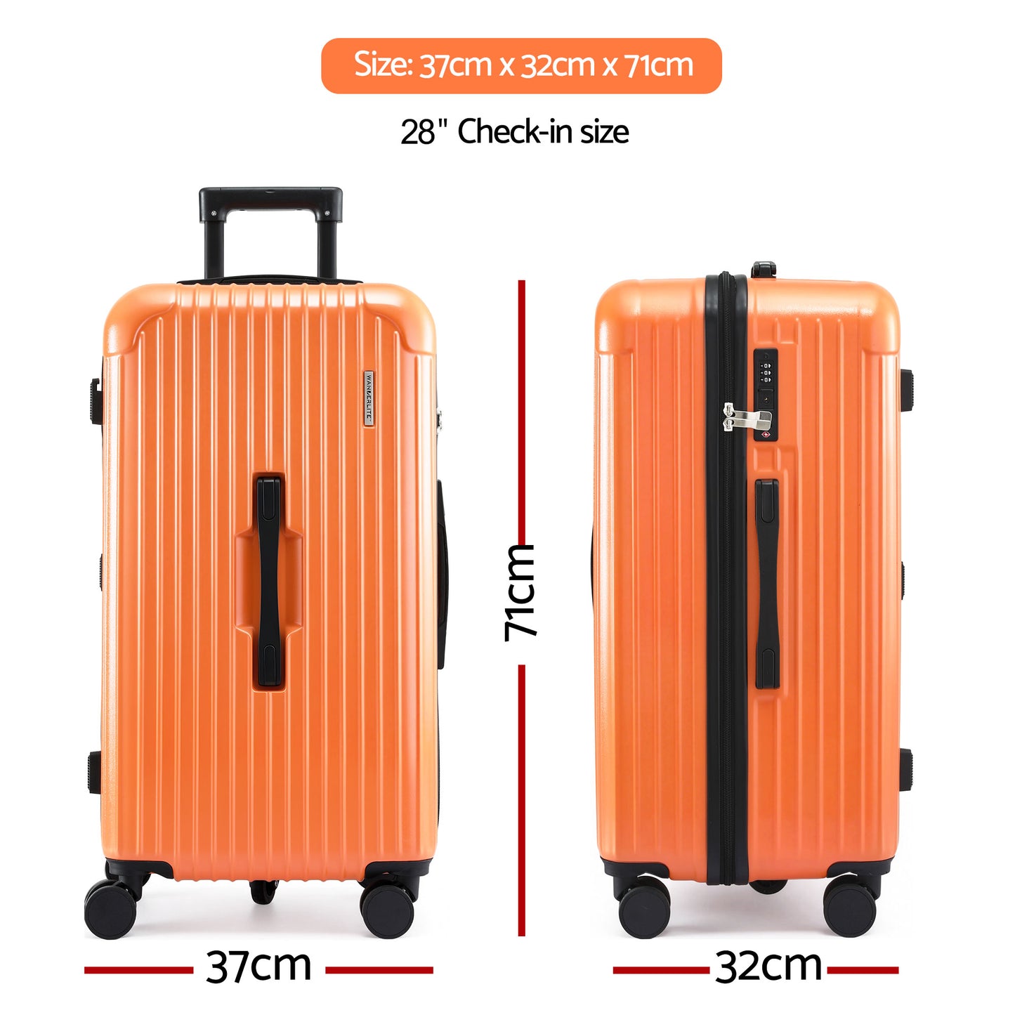 Wanderlite 28" Trunk Luggage Suitcase Travel 5 Wheels