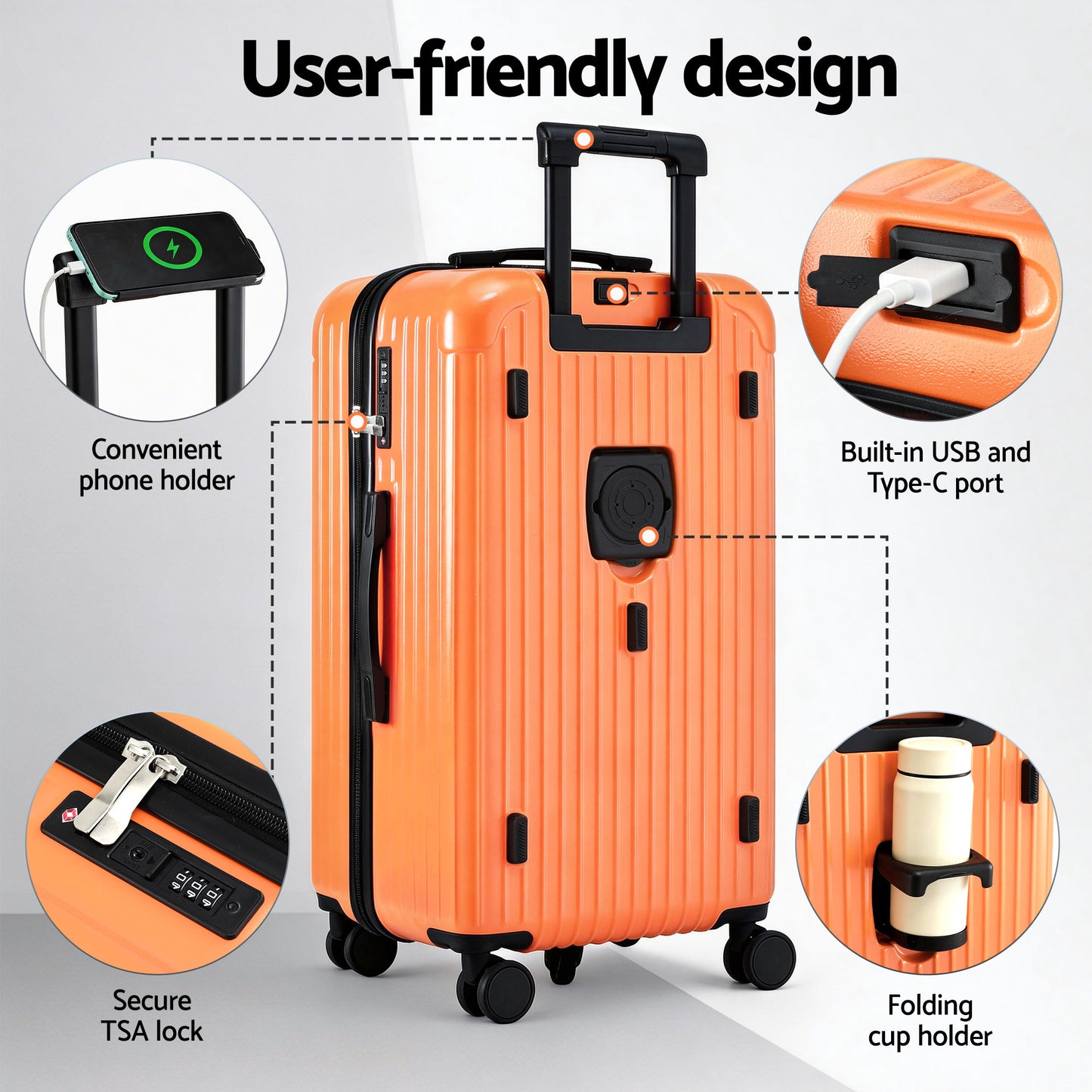 Wanderlite 28" Trunk Luggage Suitcase Travel 5 Wheels