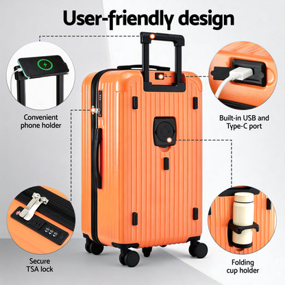 Wanderlite 28" Trunk Luggage Suitcase Travel 5 Wheels