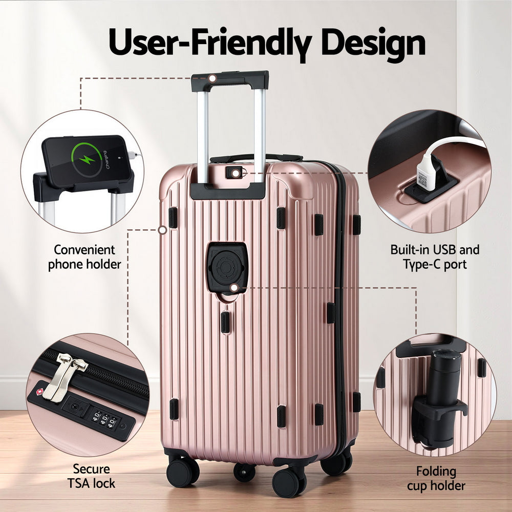 Wanderlite 28" Trunk Luggage Suitcase Travel 5 Wheels