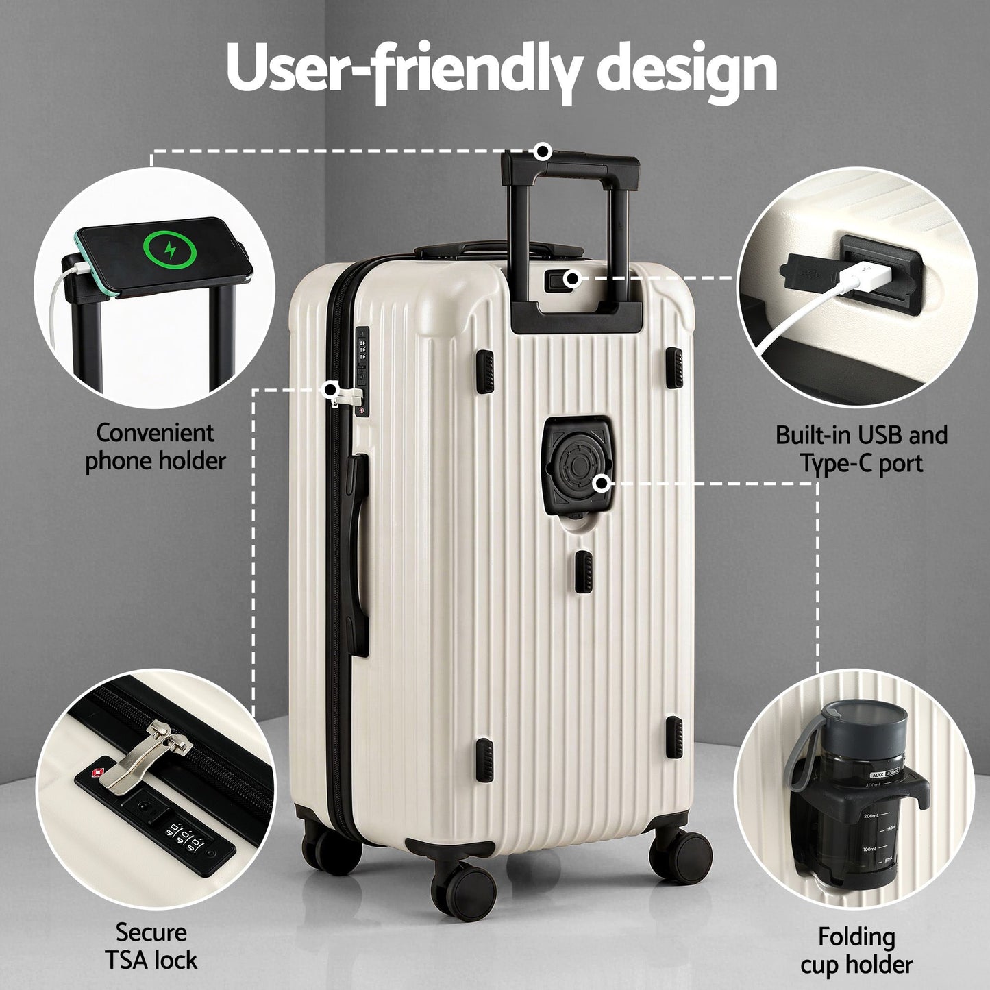 Wanderlite 28" Trunk Luggage Suitcase Travel 5 Wheels