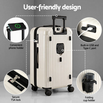 Wanderlite 28" Trunk Luggage Suitcase Travel 5 Wheels