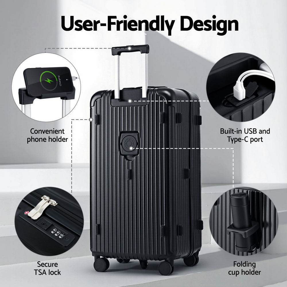 Wanderlite 32" Trunk Luggage Suitcase Travel 5 Wheels