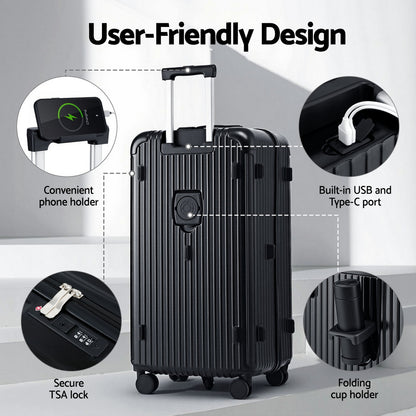 Wanderlite 32" Trunk Luggage Suitcase Travel 5 Wheels