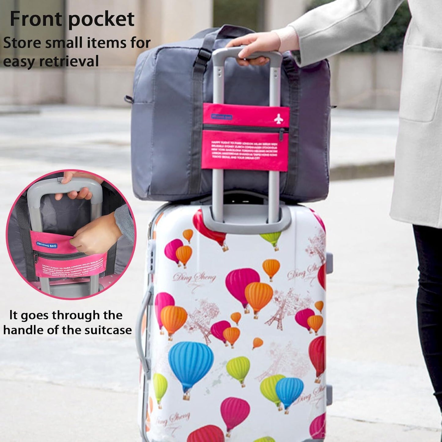 Compact Foldable Travel Duffel Bag – Lightweight Carry-On for Weekend Trips, Overnight & Gym Use (Pink) | Other Colors Available In-Store