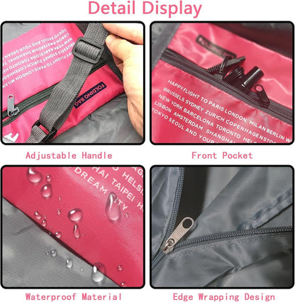 Compact Foldable Travel Duffel Bag – Lightweight Carry-On for Weekend Trips, Overnight & Gym Use (Pink) | Other Colors Available In-Store