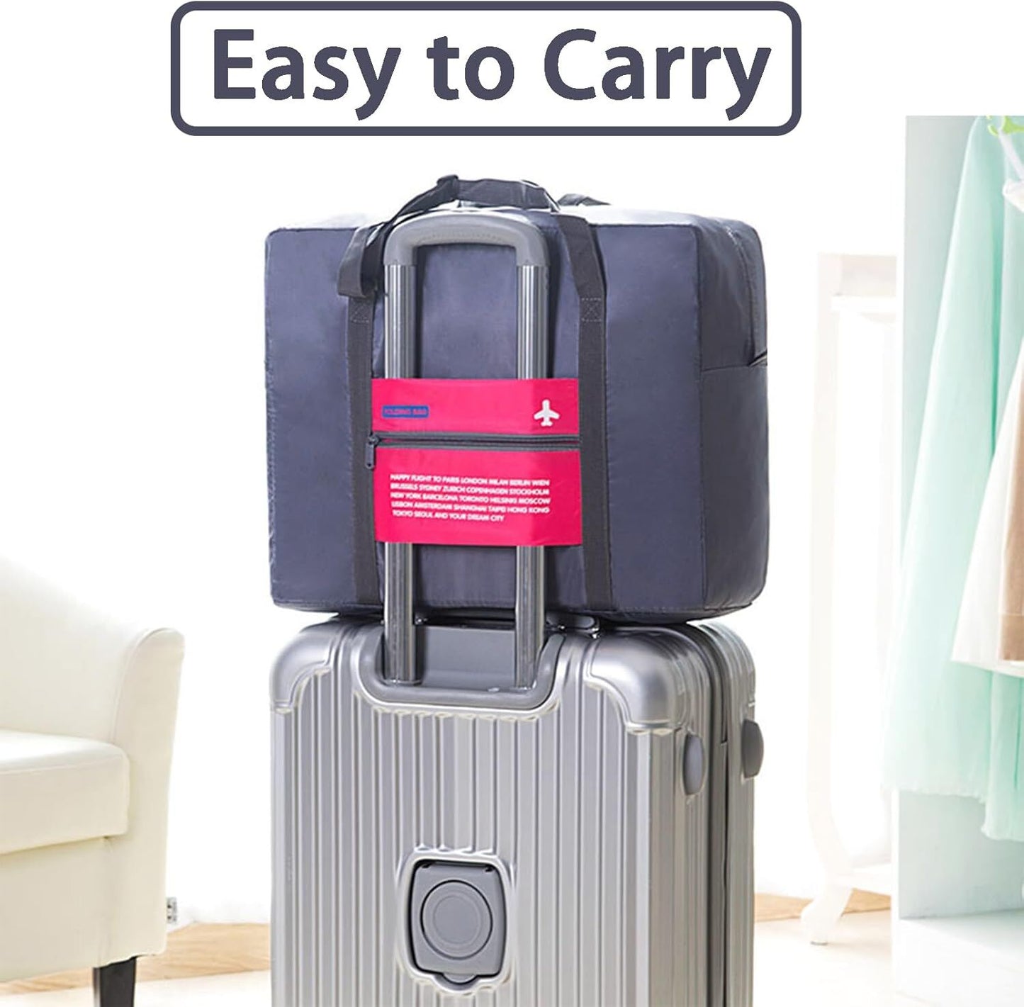 Compact Foldable Travel Duffel Bag – Lightweight Carry-On for Weekend Trips, Overnight & Gym Use (Pink) | Other Colors Available In-Store