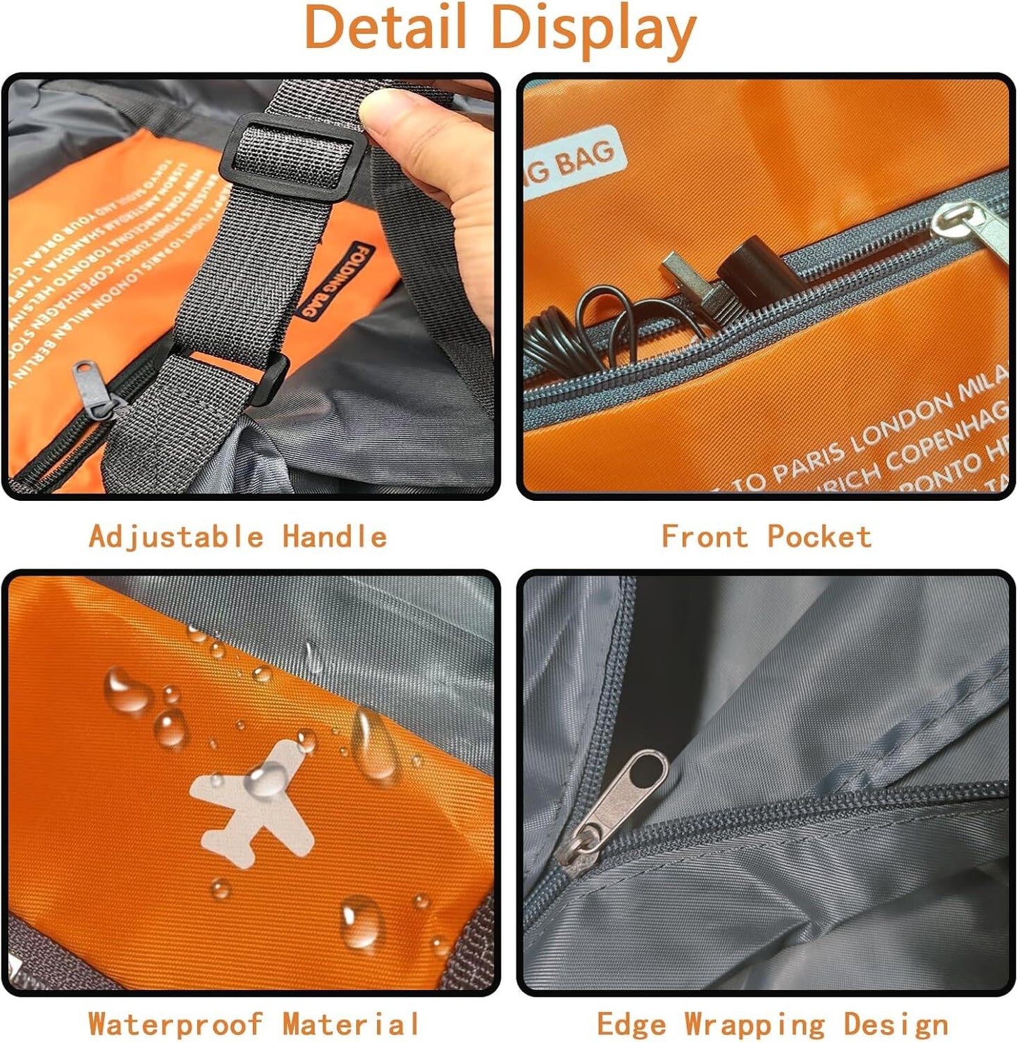 Compact Foldable Travel Duffel Bag – Lightweight Carry-On for Weekend Trips, Overnight & Gym Use (Orange) | Other Colors Available In-Store