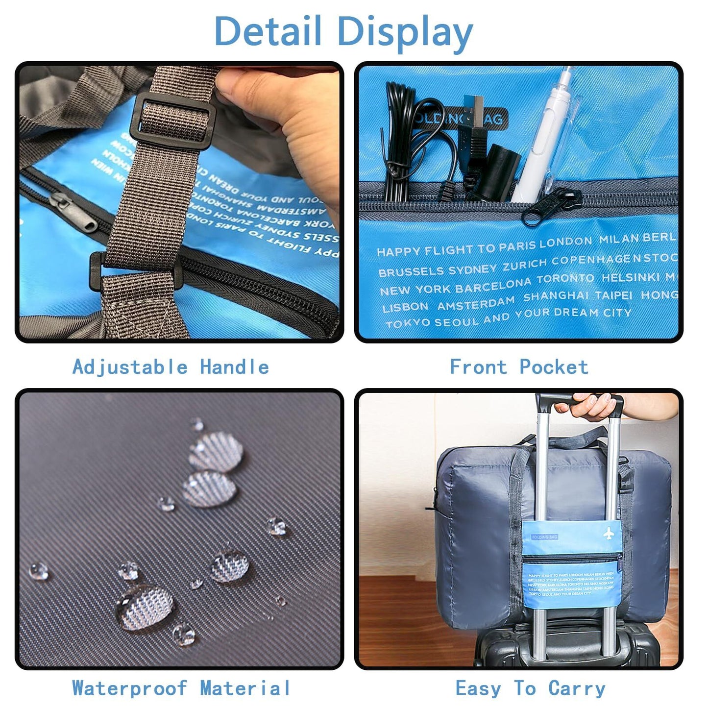 Compact Foldable Travel Duffel Bag – Lightweight Carry-On for Weekend Trips, Overnight & Gym Use (Blue) | Other Colors Available In-Store