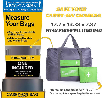 Compact Foldable Travel Duffel Bag – Lightweight Carry-On for Weekend Trips, Overnight & Gym Use (Green) | Other Colors Available In-Store