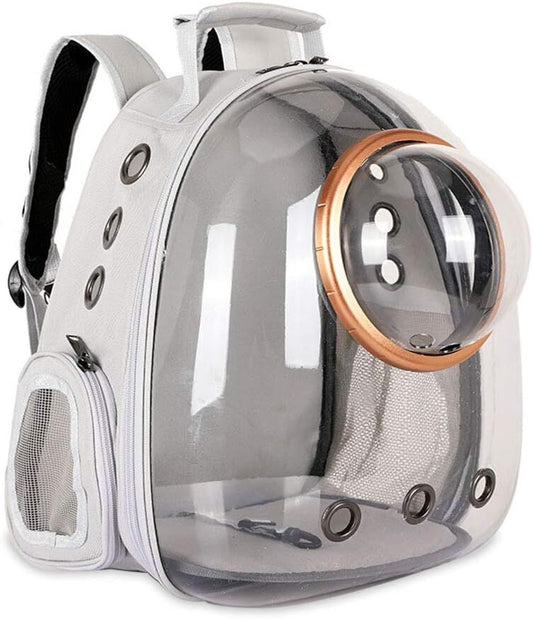 Pet Space Capsule Backpack, Small Medium Cat Puppy Dog Carrier, Transparent Breathable Heat Proof, Pet Carrier for Travel Hiking Walking Camping, Grey