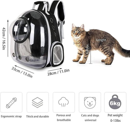Pet Space Capsule Backpack, Small Medium Cat Puppy Dog Carrier, Transparent Breathable Heat Proof, Pet Carrier for Travel Hiking Walking Camping, Grey