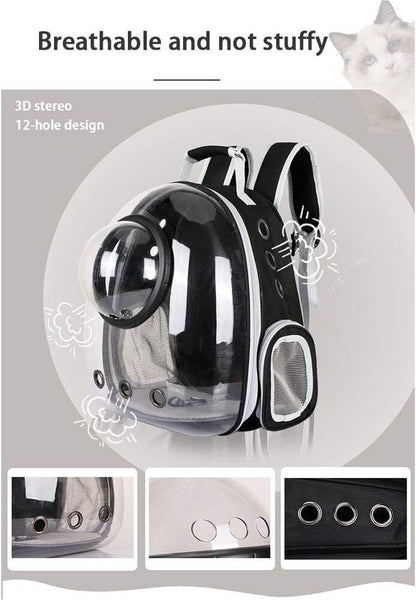 Pet Space Capsule Backpack, Small Medium Cat Puppy Dog Carrier, Transparent Breathable Heat Proof, Pet Carrier for Travel Hiking Walking Camping, Grey