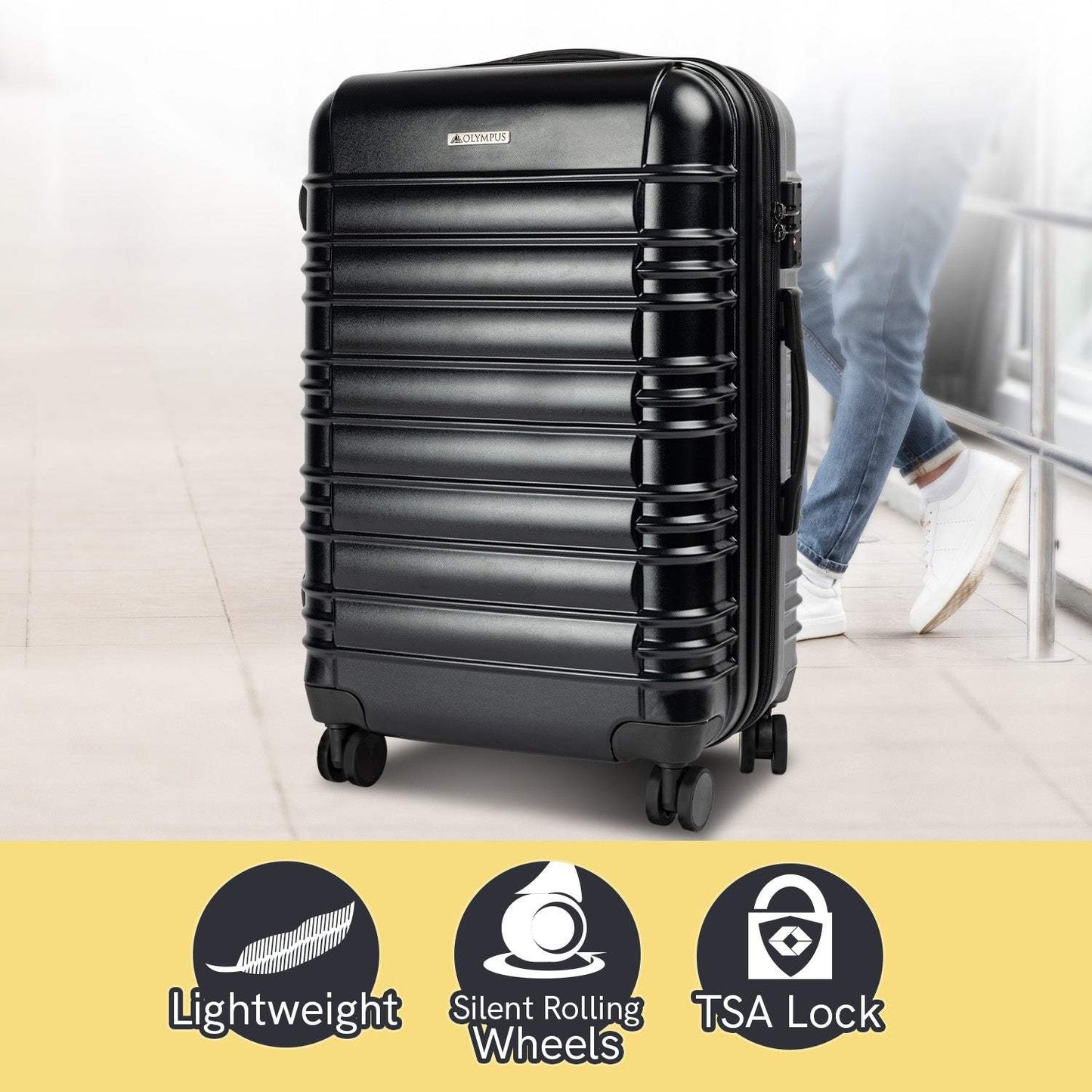 Luggage Sets by Olympus - Noctis 3PC Hard Shell - Black
