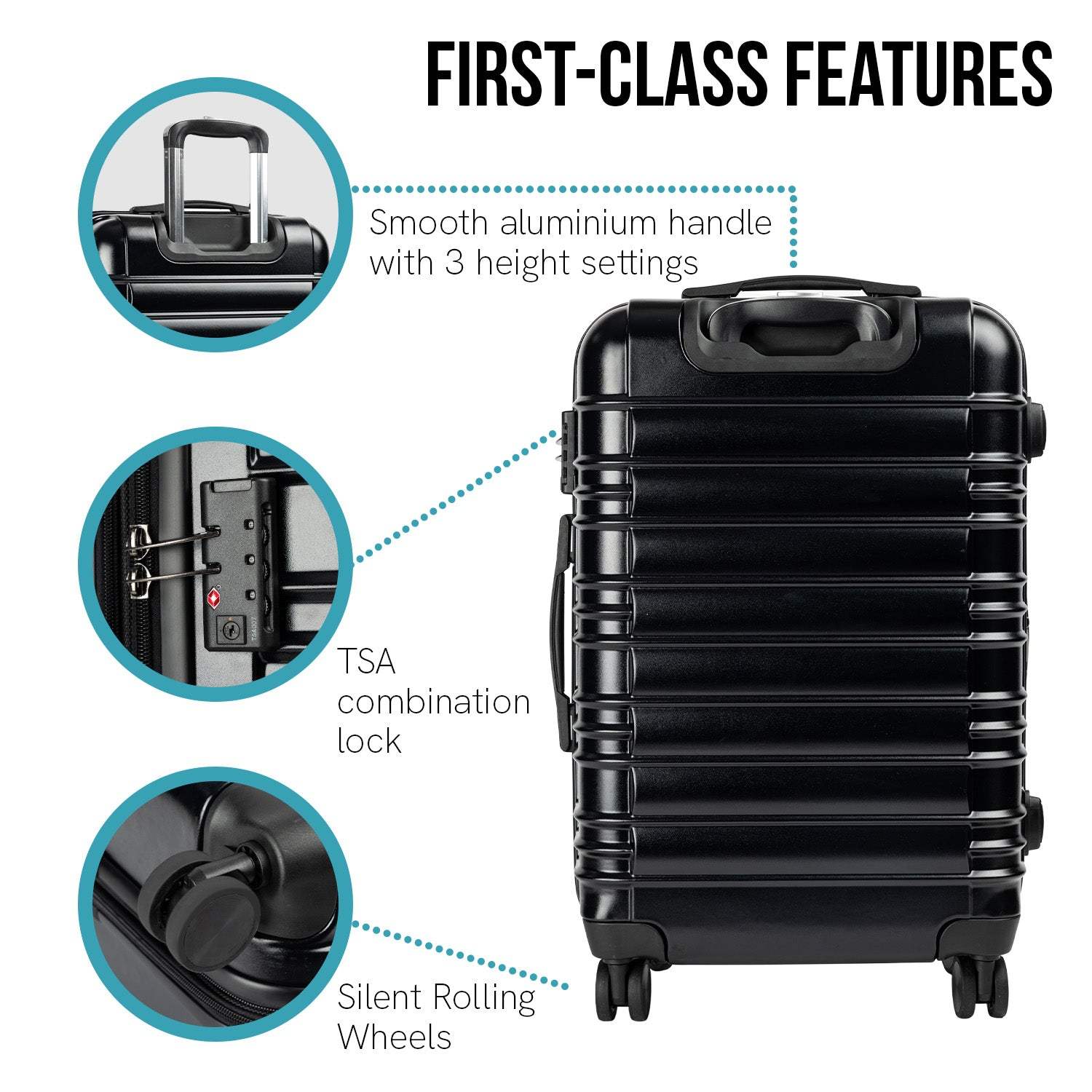 Luggage Sets by Olympus - Noctis 3PC Hard Shell - Black