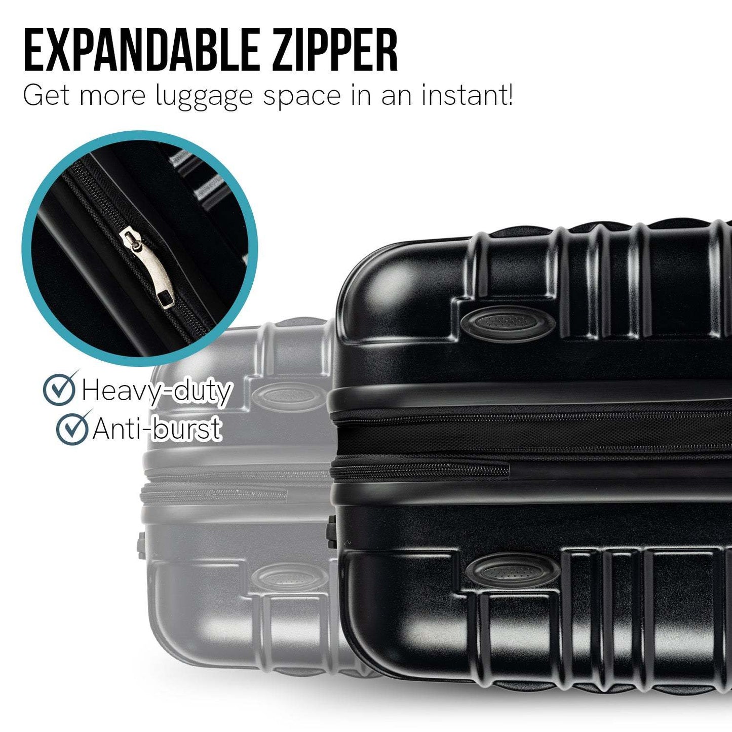 Luggage Sets by Olympus - Noctis 3PC Hard Shell - Black