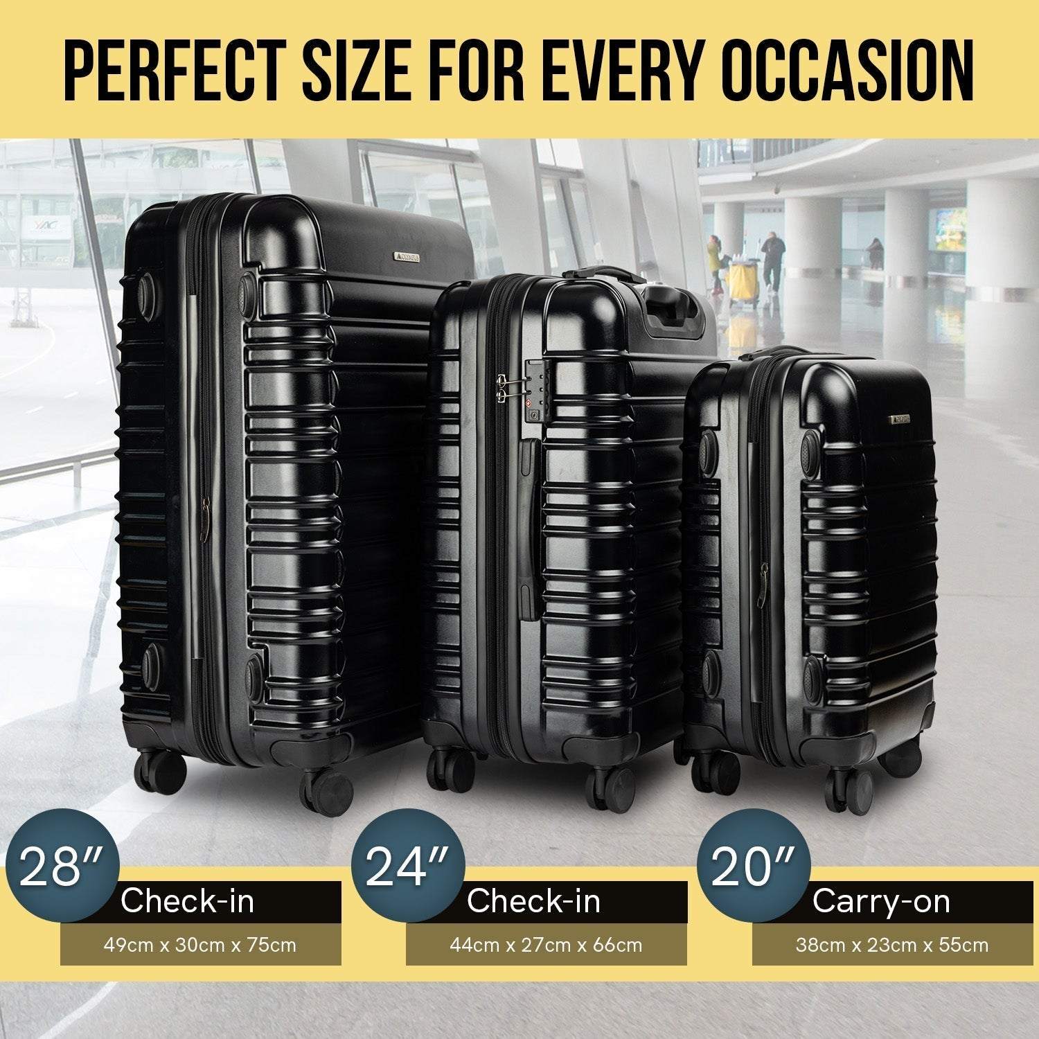 Luggage Sets by Olympus - Noctis 3PC Hard Shell - Black
