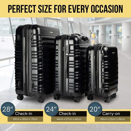 Luggage Sets by Olympus - Noctis 3PC Hard Shell - Black