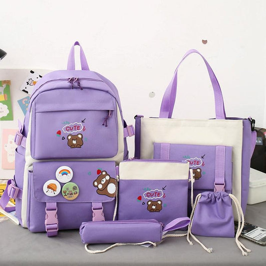 5-piece Girls Backpack Set - Lightweight and Versatile - Pink