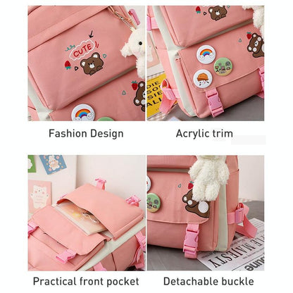 5-piece Girls Backpack Set - Lightweight and Versatile - Pink