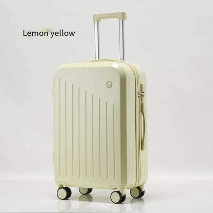Smart Carry On Luggage with Cup Holder & USB Charging Port - Yellow Color Spinner Suitcase for Travel Convenience  24 inch