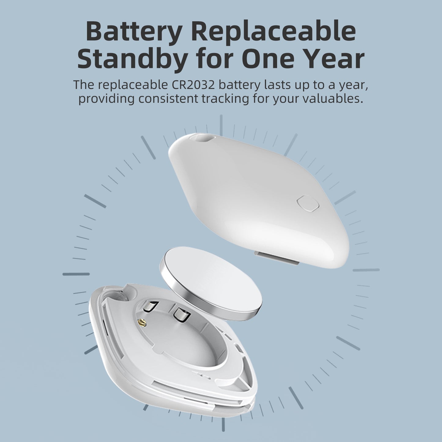 (Square White) Mini GPS Tracker - Apple Find My Enabled, Key Finder, Wallet Locator, Anti-Theft Tag