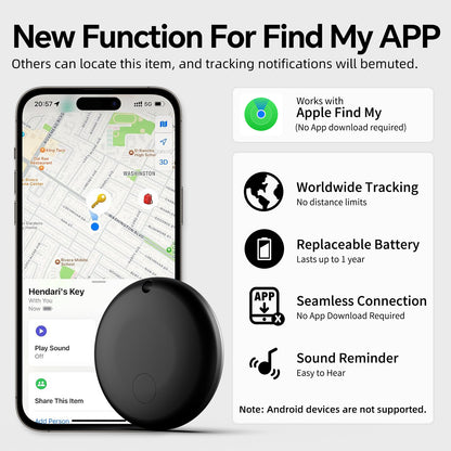 (Square White) Mini GPS Tracker - Apple Find My Enabled, Key Finder, Wallet Locator, Anti-Theft Tag