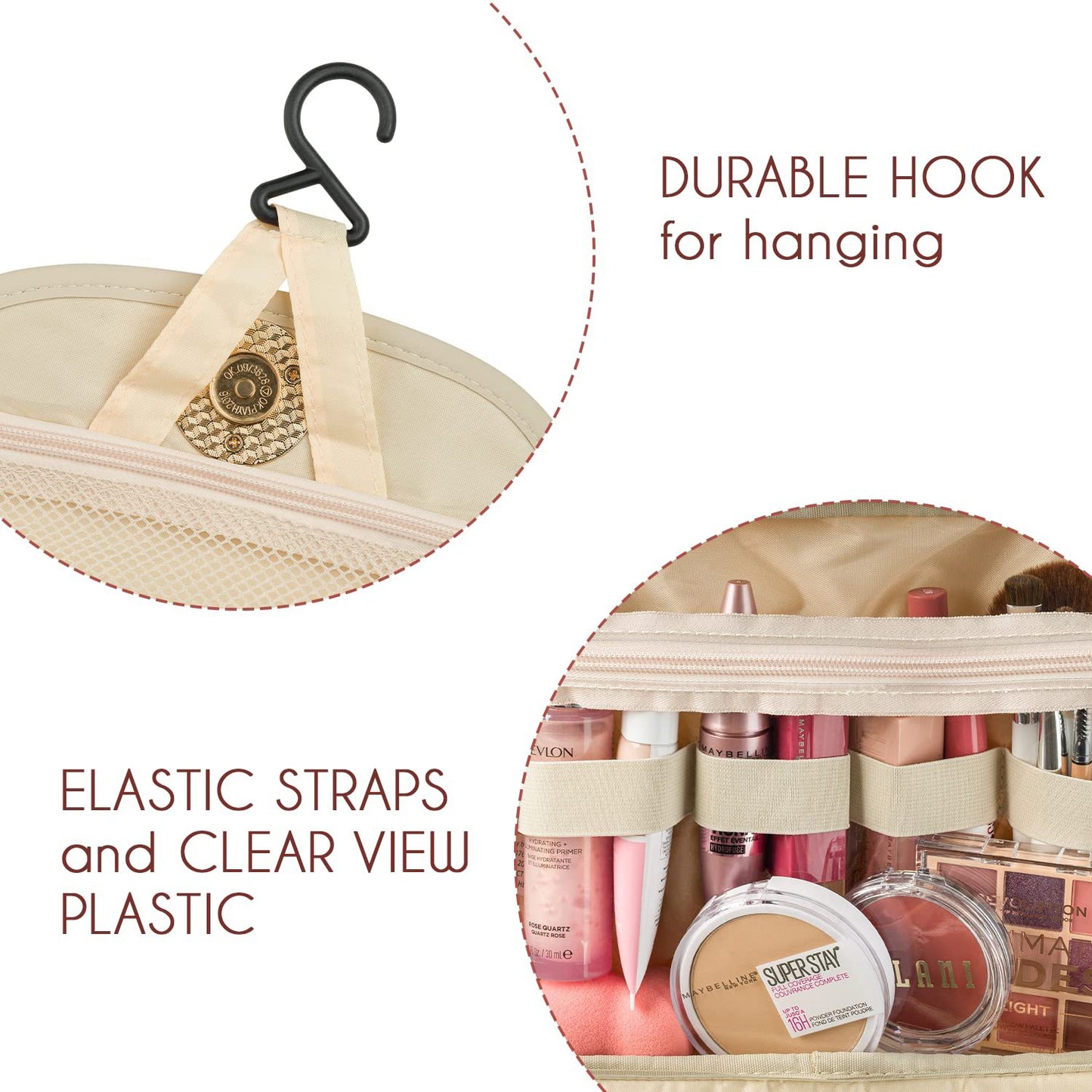 Green Stylish Travel Makeup Organizer Bag with Hanging Hook