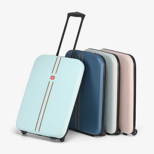Compact Expandable Foldable Luggage - Reinforced Alloy Handle & Silent Wheels(dark blue)