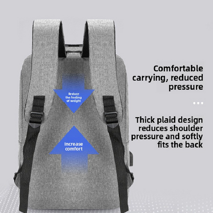 Grey 3 Piece Mens Backpack Set with Sling Bag and Pouch USB Charging Port Large Capacity Laptop Daypack Water Resistant Business Travel School Bag