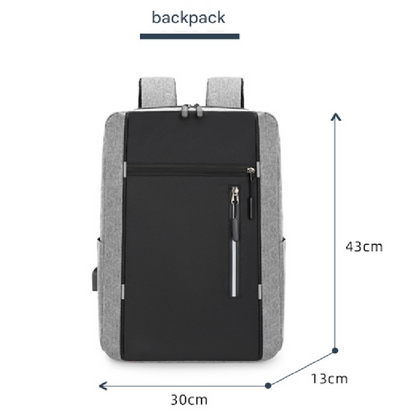 Grey 3 Piece Mens Backpack Set with Sling Bag and Pouch USB Charging Port Large Capacity Laptop Daypack Water Resistant Business Travel School Bag