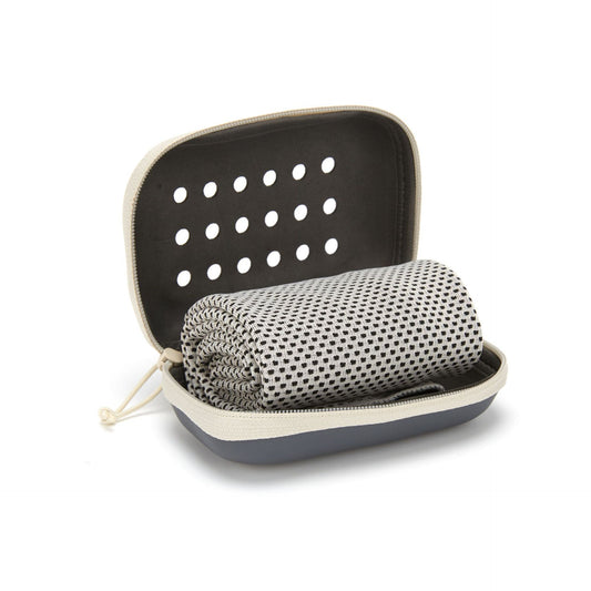 2-PCS Light grey Instant Cooling Towel with EVA Case 30x90cm Breathable Ice Silk Sports Towel Quick Dry for Gym Yoga and Outdoor Workouts