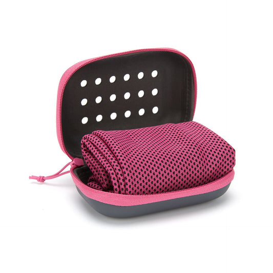 2-PCS Rose red Instant Cooling Towel with EVA Case 30x90cm Breathable Ice Silk Sports Towel Quick Dry for Gym Yoga and Outdoor Workouts