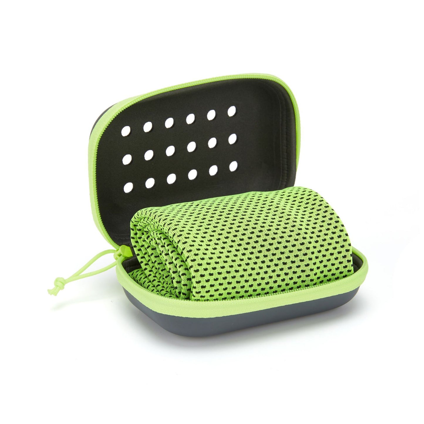 2-PCS Bright green Instant Cooling Towel with EVA Case 30x90cm Breathable Ice Silk Sports Towel Quick Dry for Gym Yoga and Outdoor Workouts