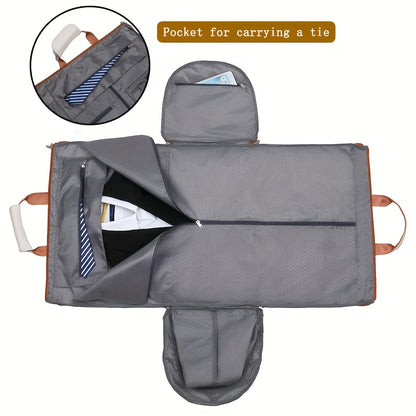 Convertible Travel Garment Bag Large Duffel Suit Carrier with Shoe Compartment & Hidden Backpack Straps Waterproof  Blue